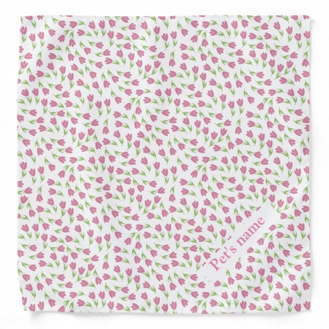 Life is better with tulips - Customise Pet's name Bandana (Front)