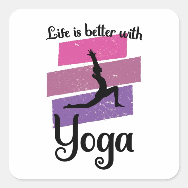 life is better with yoga square sticker (Front)
