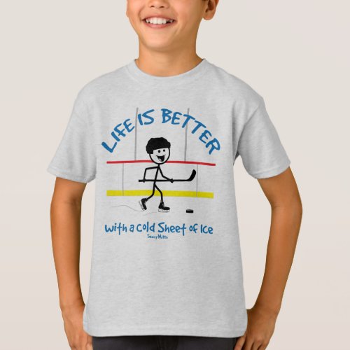 Life is Better Youth Hockey Player Cartoon T_Shirt