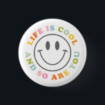 Life Is Cool Happy Smiling Face Emoji Button<br><div class="desc">Life Is Cool Happy Smiling Face Emoji button  Button Pin Badge Accessory</div>