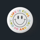 Life Is Cool Happy Smiling Face Emoji Button<br><div class="desc">Life Is Cool Happy Smiling Face Emoji button  Button Pin Badge Accessory</div>