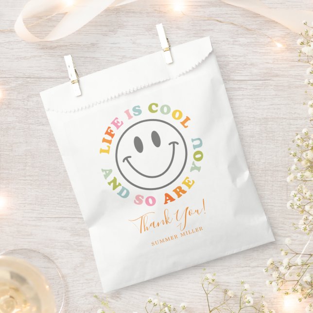 Life Is Cool Happy Smiling Face Emoji  Favor Bag (Clipped)