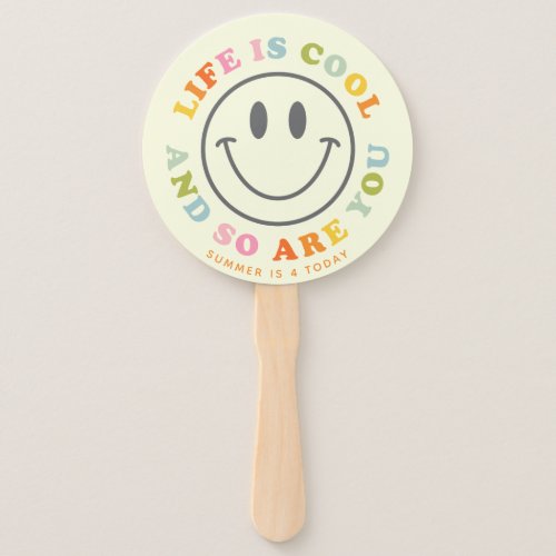 Life Is Cool Happy Smiling Face Emoji Hand Fan
