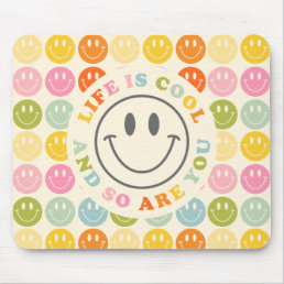 Life Is Cool Happy Smiling Face Emoji Mouse Pad