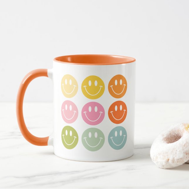Life Is Cool Happy Smiling Face Emoji Mug (With Donut)