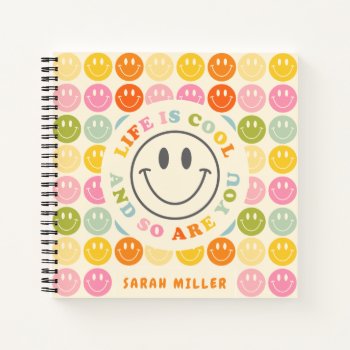 Life Is Cool Happy Smiling Face Emoji Notebook by splendidsummer at Zazzle
