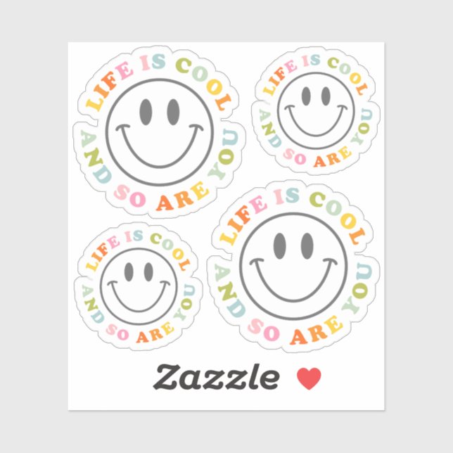 Life Is Cool Happy Smiling Face Emoji Sticker (Sheet)