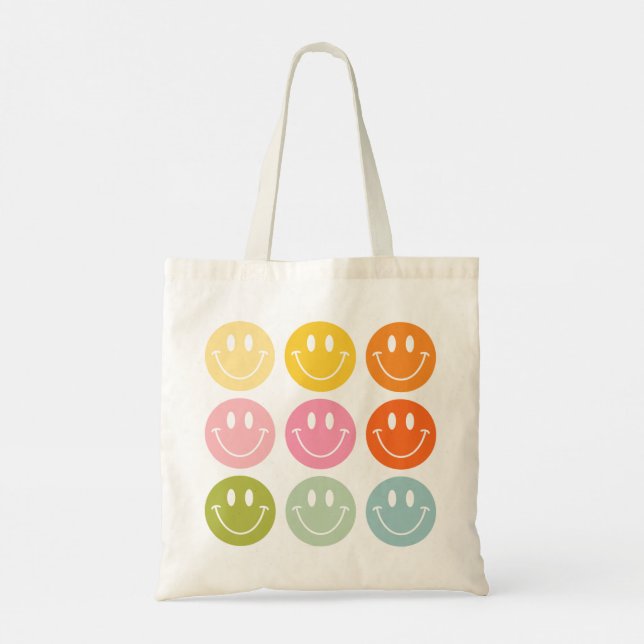 Life Is Cool Happy Smiling Face Emoji Tote Bag (Back)