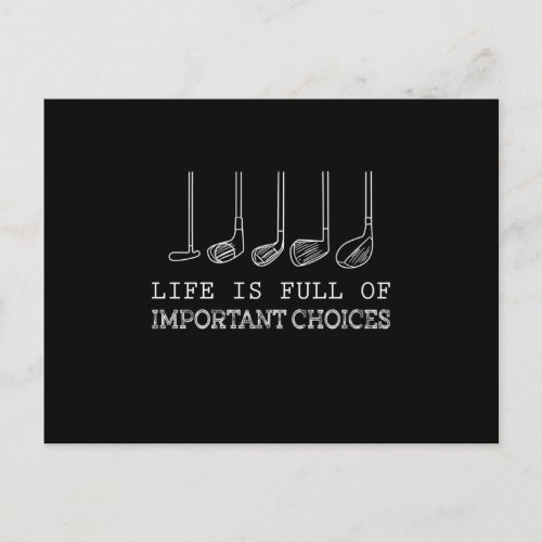 Life Is Full Of Important Choices Golf Holiday Postcard