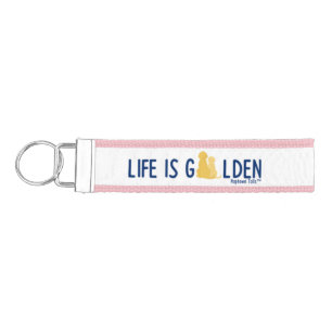Life Is Golden Blue Letters Wrist Keychain 