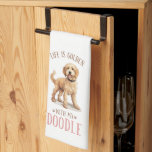 Life is Golden with a Doodle  Kitchen Towel<br><div class="desc">Our cheerful design is the perfect way to show your love of doodles and your sense of humor. The towel features a hand-lettered typography design that says "Life is Golden with a Doodle" decorated with a watercolor Goldendoodle which adds a touch of cuteness and whimsy. The perfect gift for any...</div>