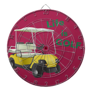 Life is Golf Cart Green Red Dartboard With Darts