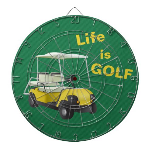 Life is Golf Cart Green Yellow Dartboard