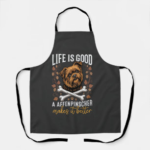 Life Is Good Affenpinscher Dog Crossed Bones Apron