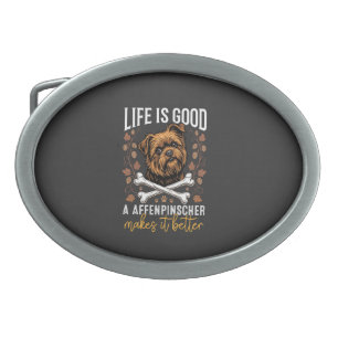 Life Is Good Affenpinscher Dog Crossed Bones Belt Buckle