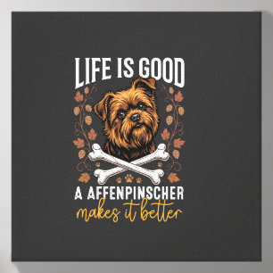 Life Is Good Affenpinscher Dog Crossed Bones Canvas Photo Tile