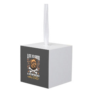 Life Is Good Affenpinscher Dog Crossed Bones Cube Ornament