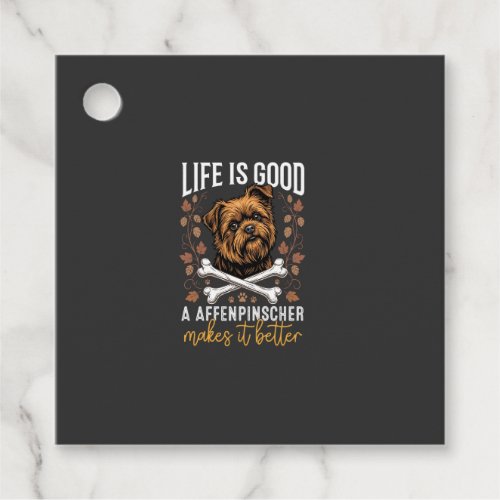 Life Is Good Affenpinscher Dog Crossed Bones Favor Tags