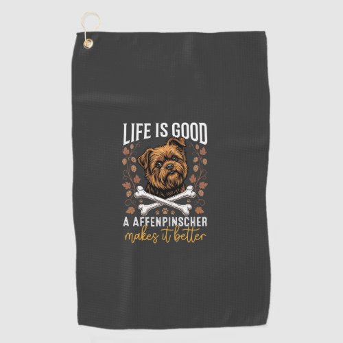Life Is Good Affenpinscher Dog Crossed Bones Golf Towel