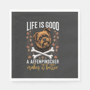 Life Is Good Affenpinscher Dog Crossed Bones Napkins