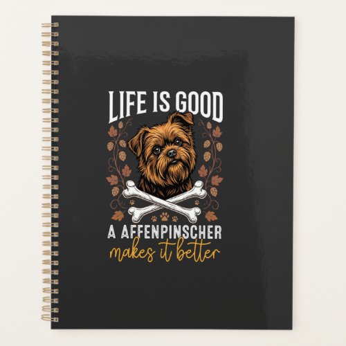 Life Is Good Affenpinscher Dog Crossed Bones Planner