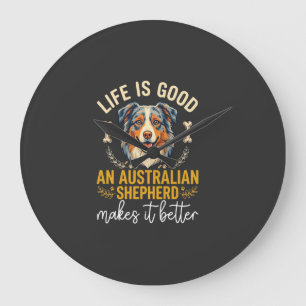Life Is Good Australian Shepherd Dog Bone Large Clock