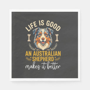 Life Is Good Australian Shepherd Dog Bone Napkins