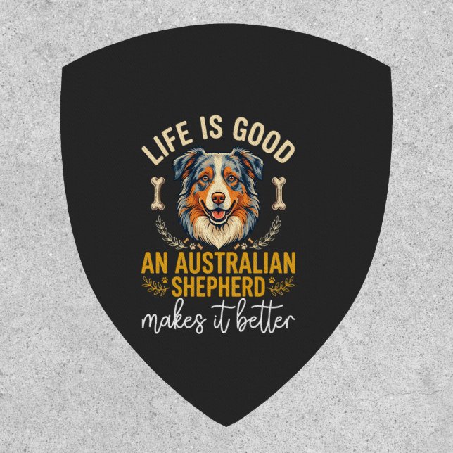 Life Is Good Australian Shepherd Dog Bone Patch (Front)