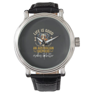 Life Is Good Australian Shepherd Dog Bone Watch