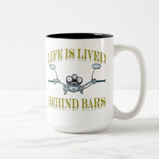 Life Is Good Behind Bars Motorcycle Handlebars Two-Tone Coffee Mug