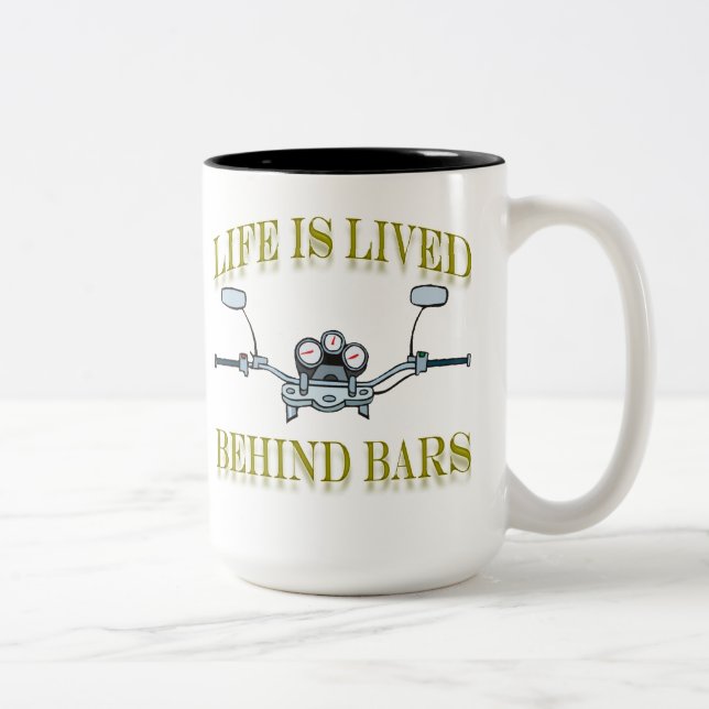 Life Is Good Behind Bars Motorcycle Handlebars Two-Tone Coffee Mug (Right)