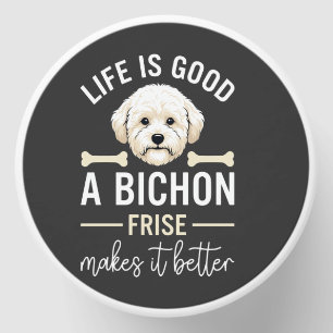 Life Is Good Bichon Frise Dog Bones White Fur Mini Candle Favors