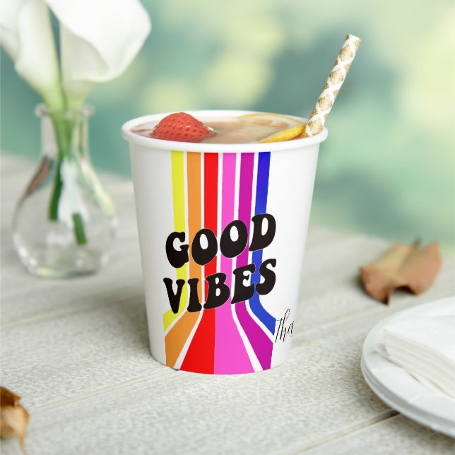 Life is Good. Good Vibes Paper Cups (Insitu)