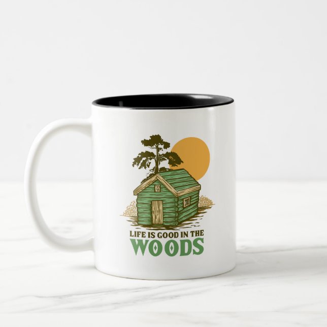 Life is Good in The Woods Two-Tone Coffee Mug (Left)