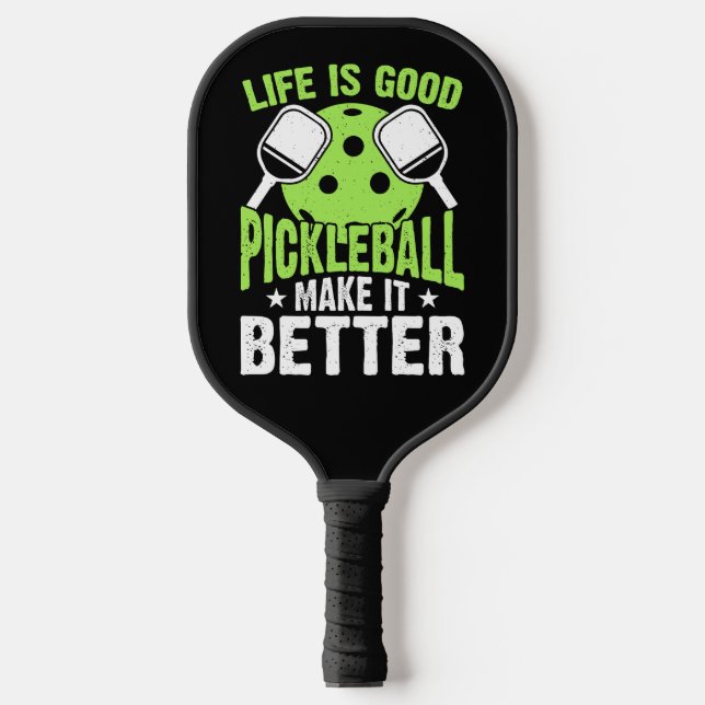 Life Is Good Pickleball Green White Bold Paddle (Front)