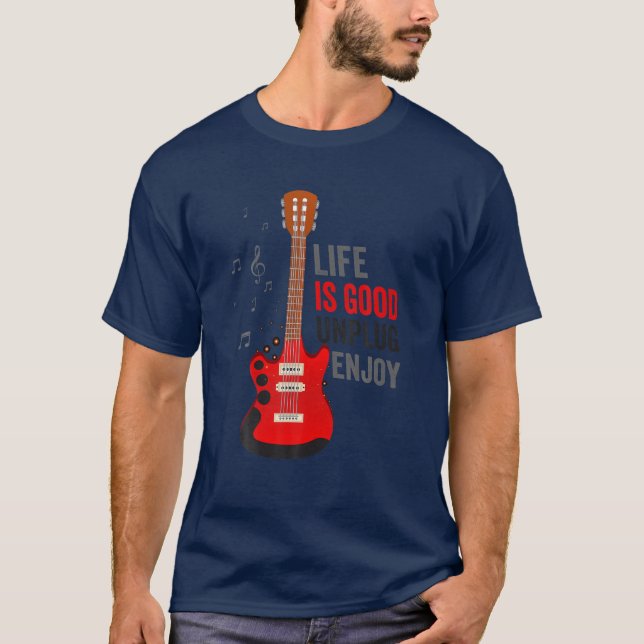 Life Is Good Unplug Guitar Player Vintage Tee (Front)
