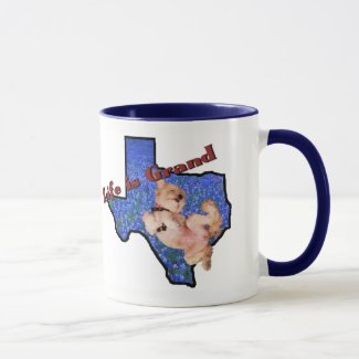 Life is Grand Dog in Texas Bluebonnets Combo Mug
