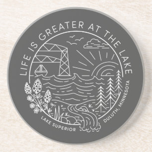 Life is Greater at the Lake – White and Gray Coaster