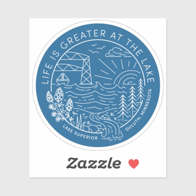 Life is Greater at the Lake – White on Blue Sticker (Sheet)