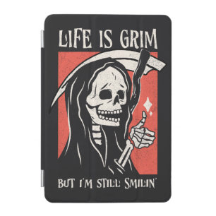 Life Is Grim Funny Grim Reaper Funny Sarcastic Pun iPad Mini Cover