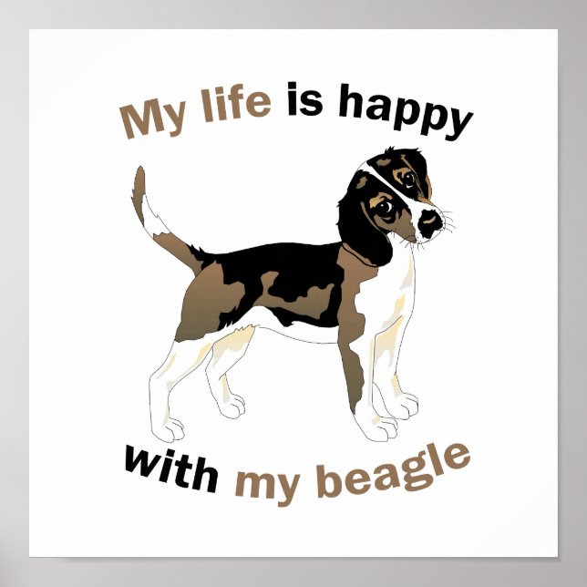 Life is happy with my beagle poster (Front)