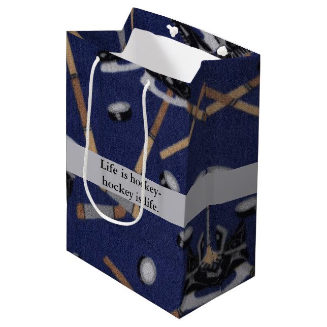 Life is Hockey Medium Gift Bag (Front Angled)