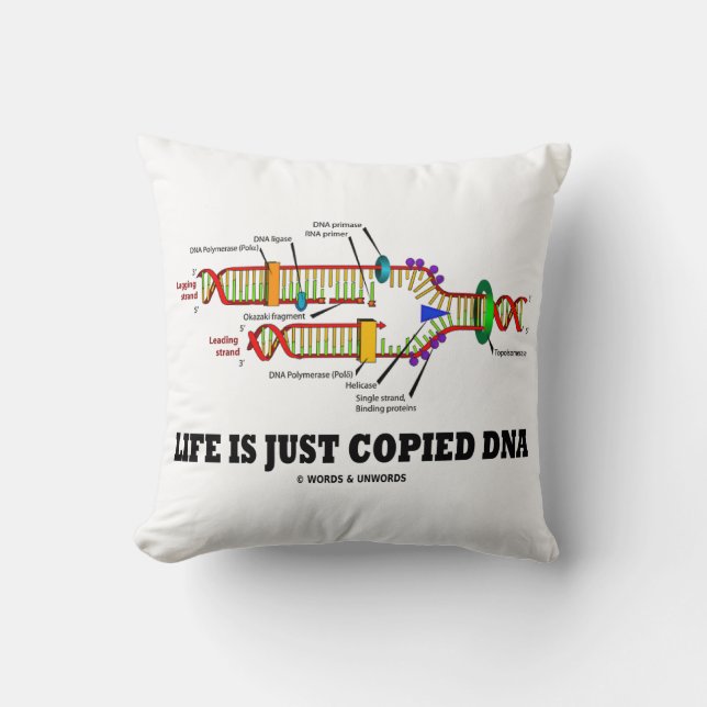 Life Is Just Copied DNA Molecular Biology Humor Throw Pillow (Front)