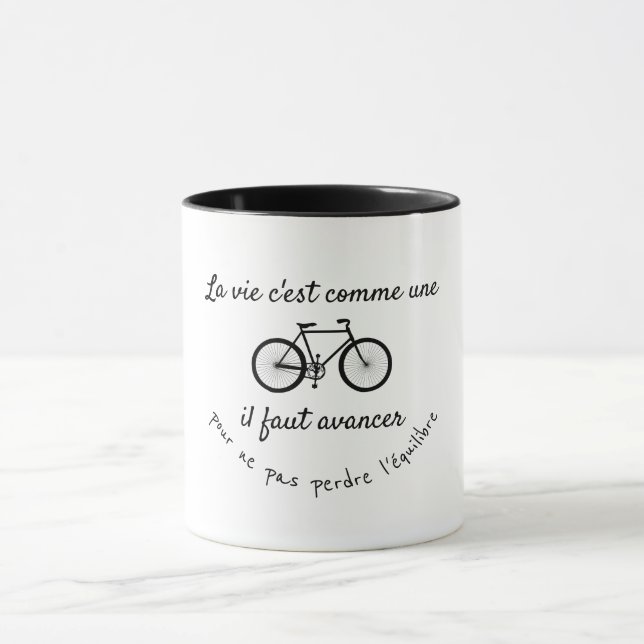 Life is like a bicycle (quote) mug (Center)