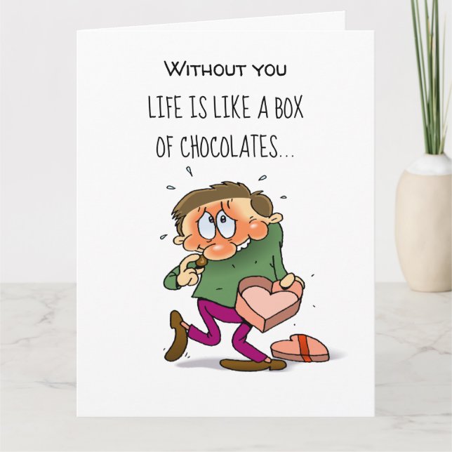 Life Is Like A Box Of Chocolates Miss You Cartoon Card (Front)