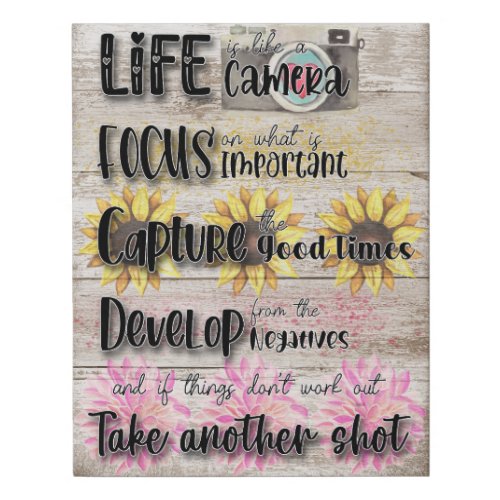 Life is Like a Camera Faux Canvas Print