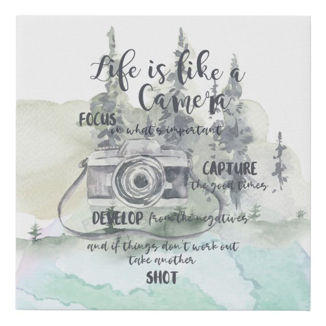 Life Is Like A Camera Faux Wrapped Canvas Print (Front)