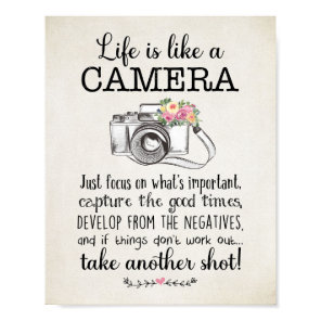 Life is Like a Camera Inspirational Poster