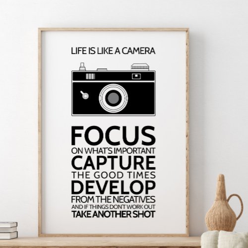 Life Is Like A Camera Inspirational Quote Poster