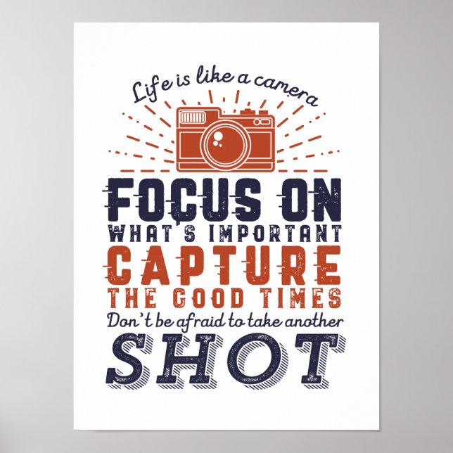 Life Is Like A Camera Photographer Quote Poster (Front)